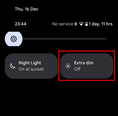 The Extra-dim quick settings shortcut